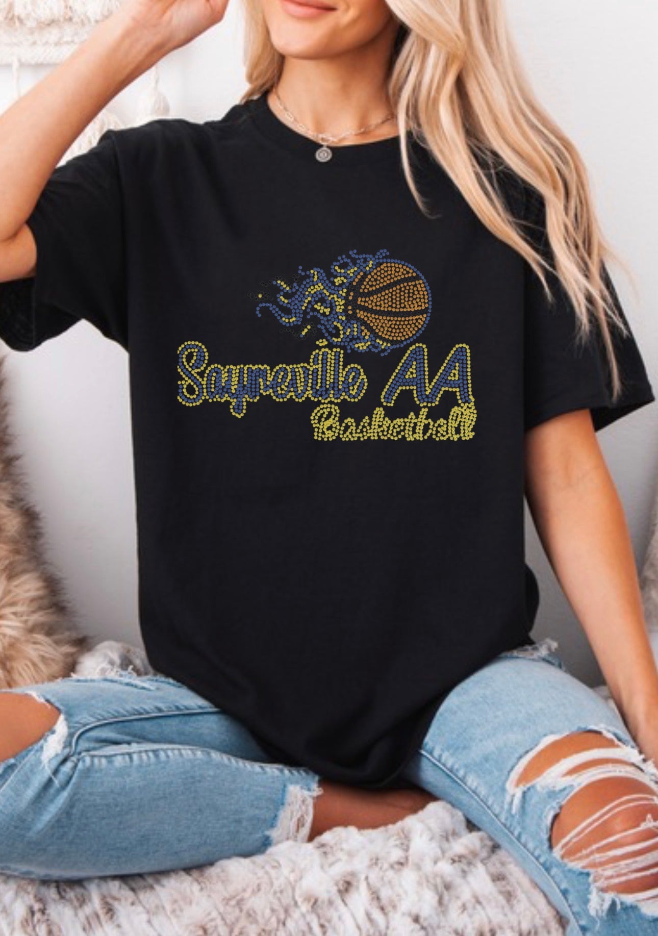 Sayreville AA basketball bling logo shirt