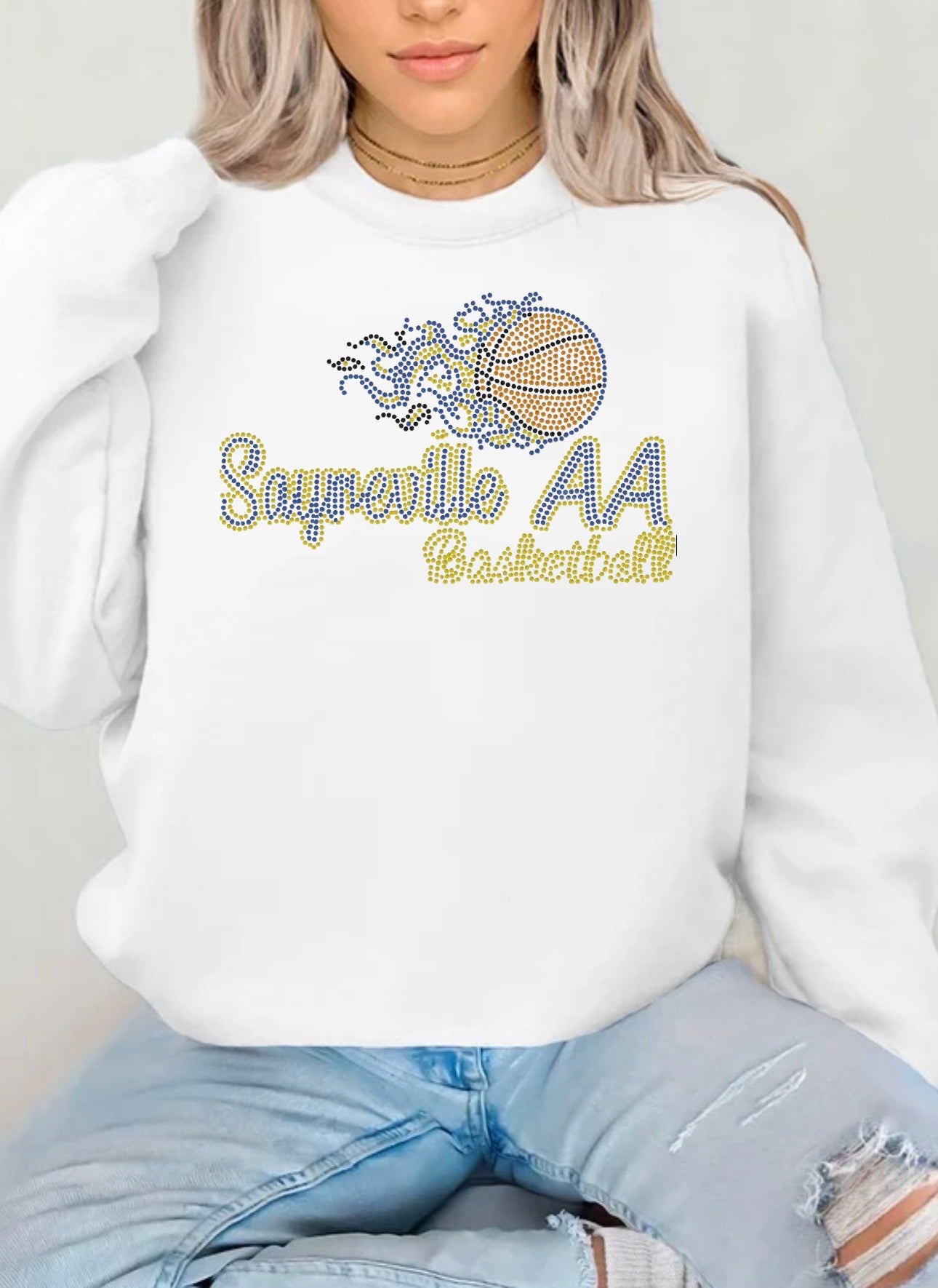 Sayreville AA basketball bling logo shirt